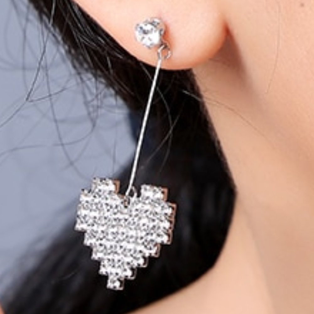 Regal Heart CZ Drop Earrings